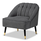Baxton Studio Ellard Modern and Contemporary Grey Velvet Fabric Upholstered and Two-Tone Dark Brown and Gold Finished Wood Accent Chair
